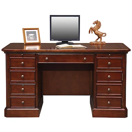 Transitional 57" Double Pedestal Desk with CPU Tower Door